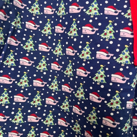 Vineyard Vines Christmas Lounge Sleep Pants Men's Medium Blue Santa Whale Trees - Picture 2 of 8